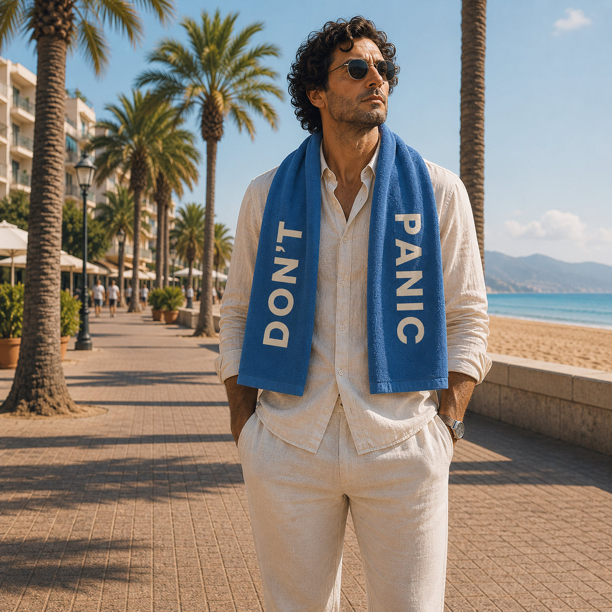 DON’T PANIC TOWEL - Badetuch hellblau