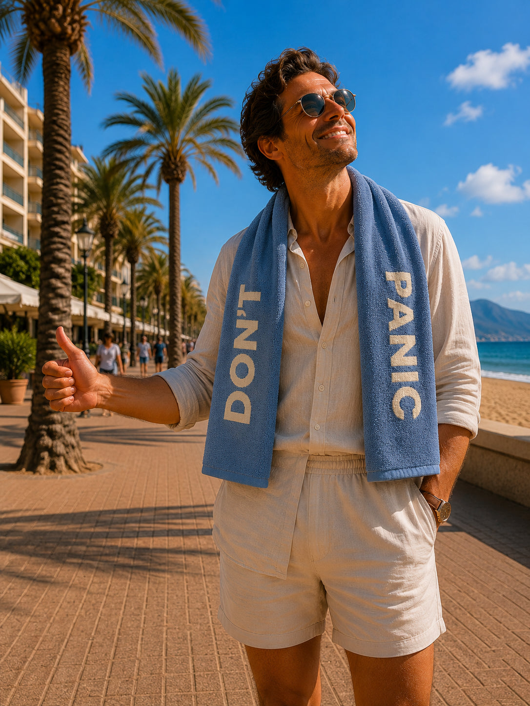 DON’T PANIC TOWEL - Badetuch hellblau